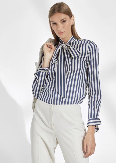 Camisa Ralph Lauren Mujer Azul Marino / Blancos - Alejandra Striped - KRWZI2815